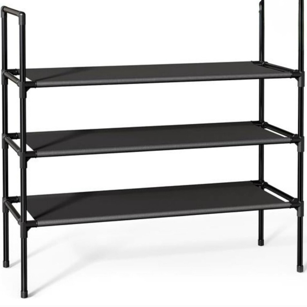 Black Three-Tier Shoe Rack